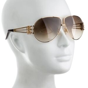 Roberto Cavalli Gold and Brown Aviator Sunglasses